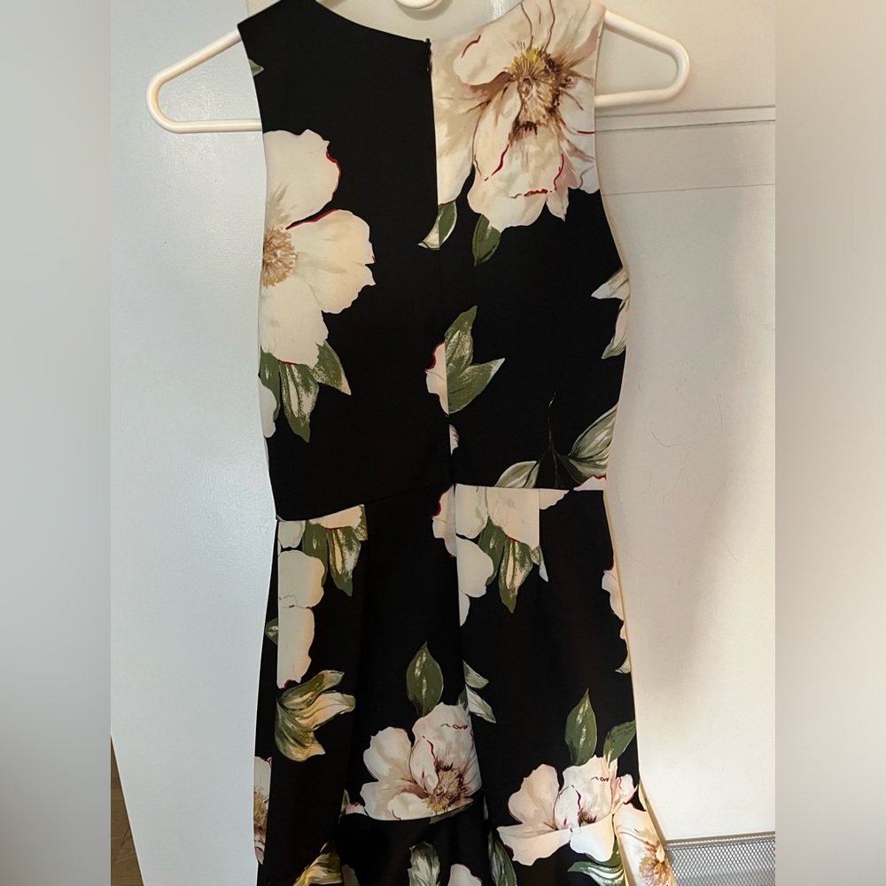 NWOT! Aqua (Bloomingdale’s) Black Dress with Floral Design - Picture 4 of 4